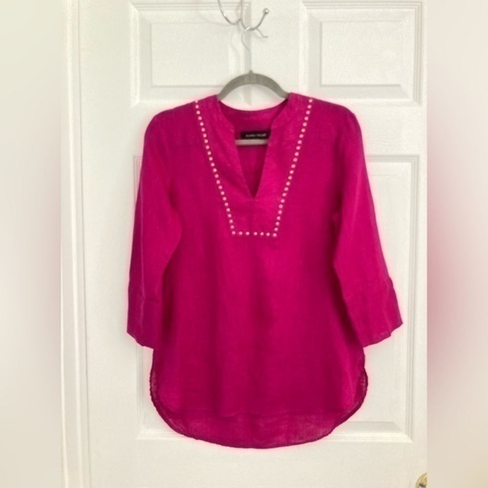 Ivanka Trump fuchsia linen tunic top XS